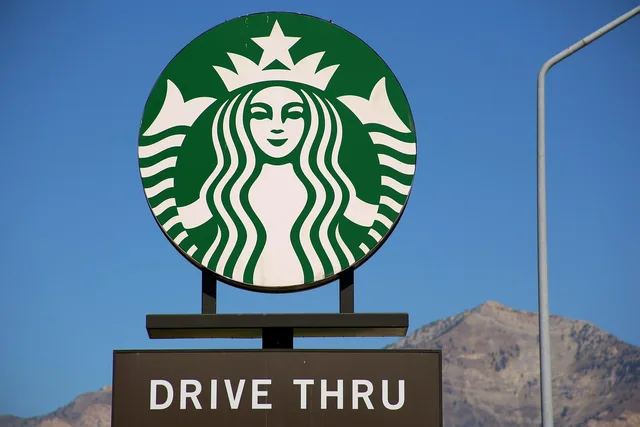 starbucks, coffee, green, white, logo, drive thru, road sign, blue coffee, blue logo, starbucks, drive thru, drive thru, drive thru, drive thru, drive thru. Durable location IDs for franchise marketing and territory records